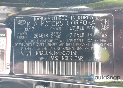 2017 Kia Cadenza Technology z USA, uszkodzony, nr VIN KNALC4J16H5072156